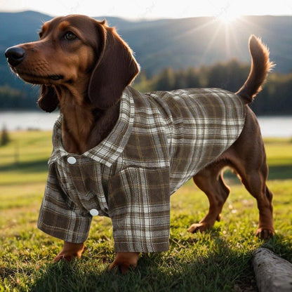 Soft Plaid T-shirt - Brown-S