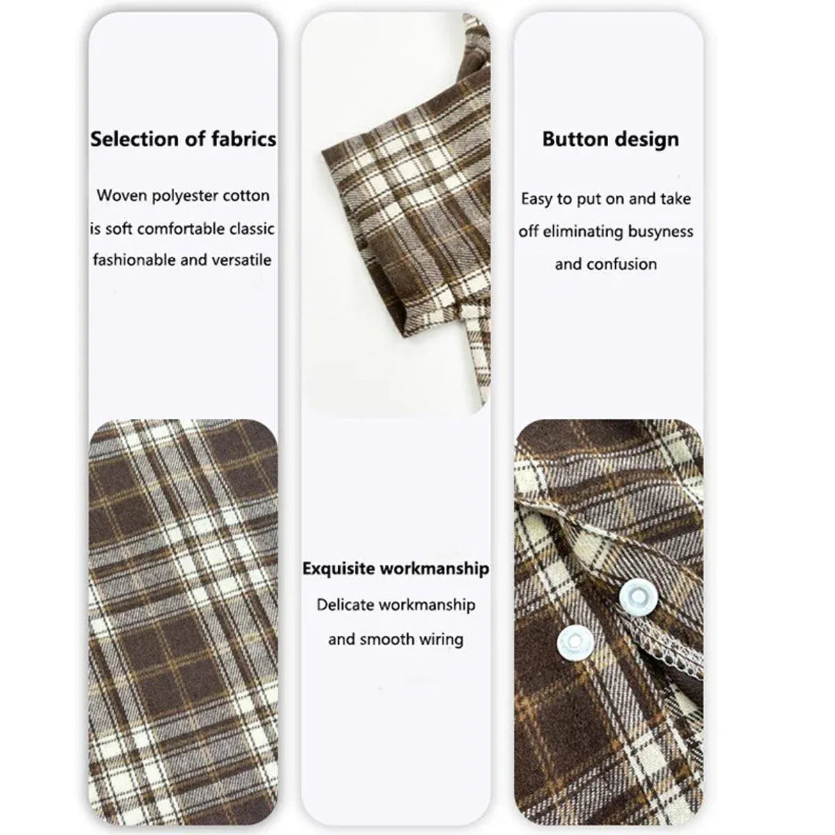 Soft Plaid T-shirt - Brown-S