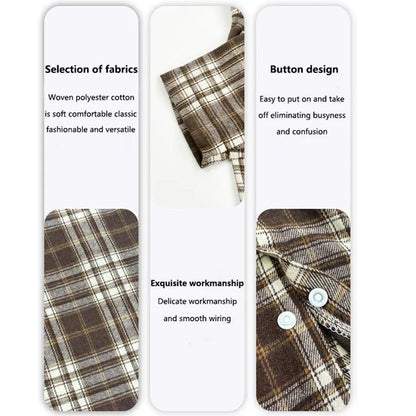 Soft Plaid T-shirt - Brown-S