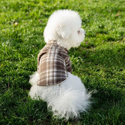 Soft Plaid T-shirt - Brown-S