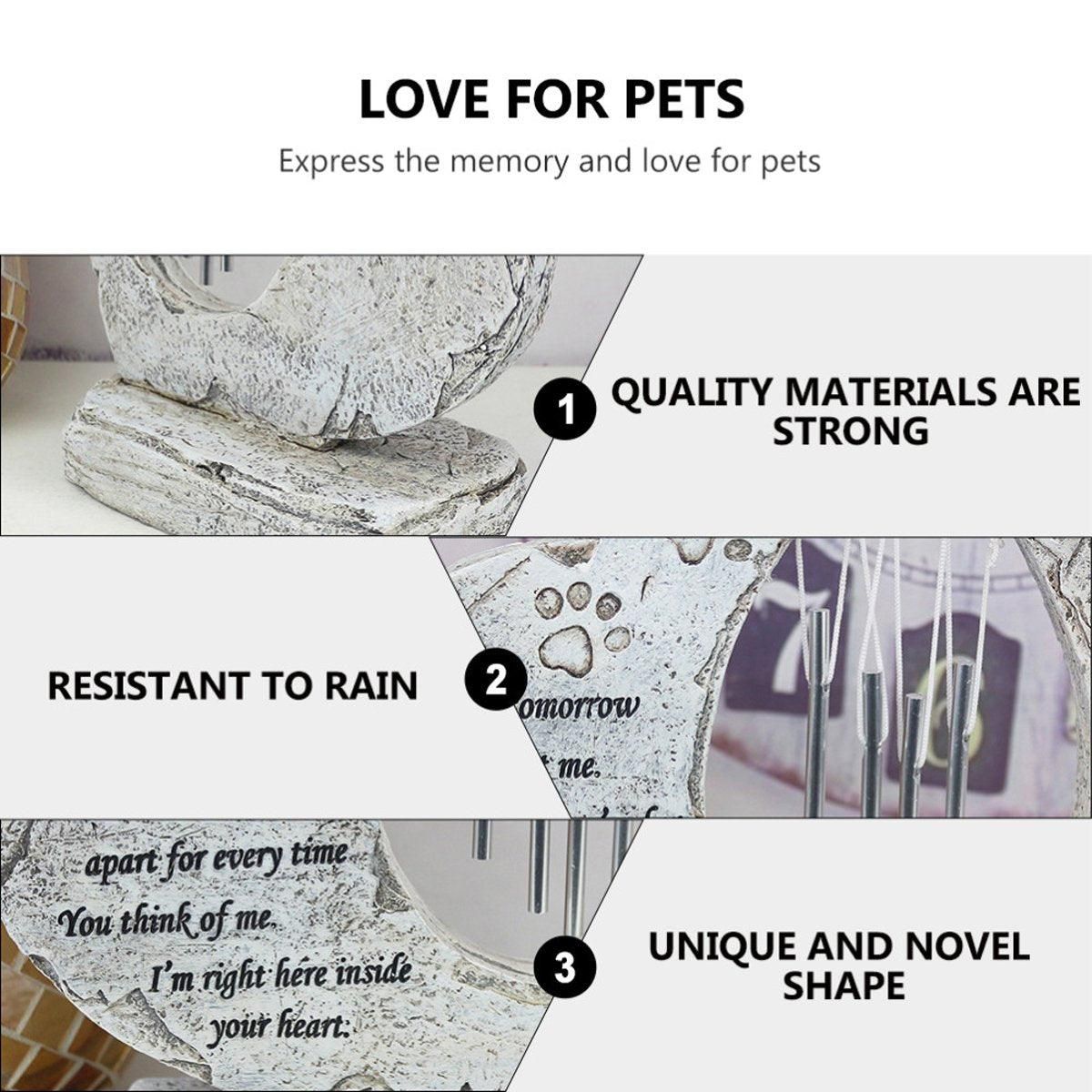 Wind Chime Pet Memorial Headstone Outdoor Garden Decoration for Remembrance