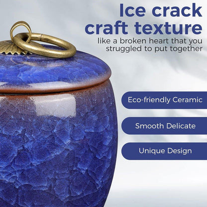 Small Pet Urn for Ashes Memorial Keepsake Urns for Dog Cat Cremation Remains - Blue