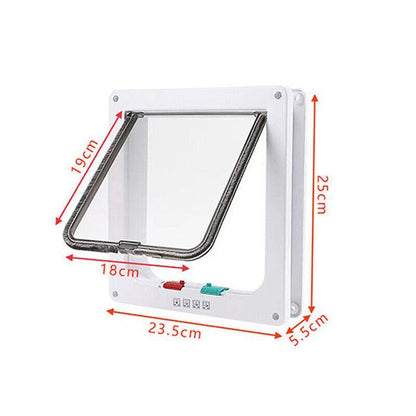 4-Way Safe Lockable Locking Pet Cat Dog Door Brushy Flap Screen L Large Size