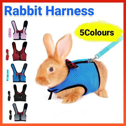 Rabbit Vest Harness Leash Lead Small Animal Pet Mesh Hamster Bunny Traction Rope L - Grey