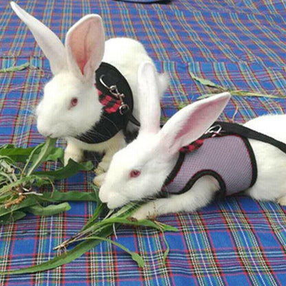 Rabbit Vest Harness Leash Lead Small Animal Pet Mesh Hamster Bunny Traction Rope L - Grey
