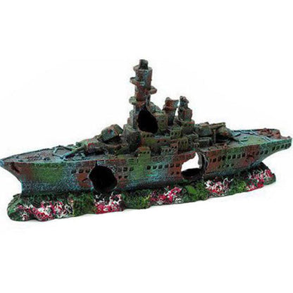 Aquarium Shipwreck Ship Fish Tank Resin Sunken Ship Fishing Hiding Pot Decor