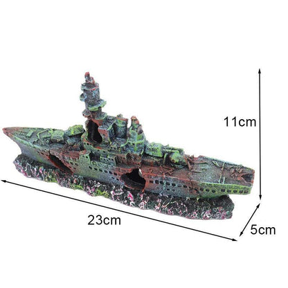 Aquarium Shipwreck Ship Fish Tank Resin Sunken Ship Fishing Hiding Pot Decor