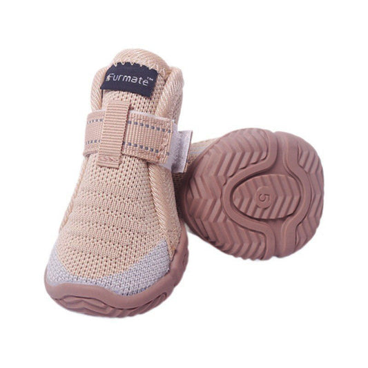 Khaki Breathable Woven Dog Shoes for Small to Medium Dogs - Size 5#