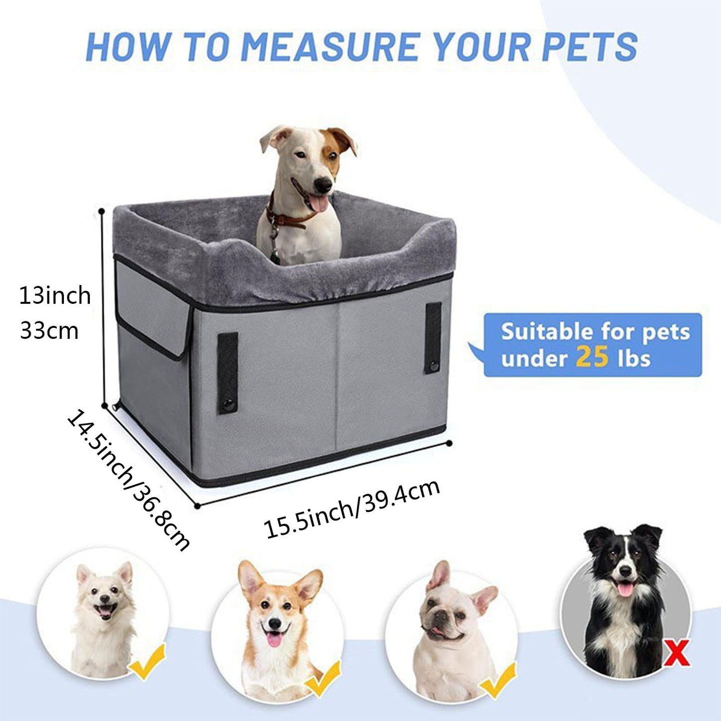 Black Car Pet Pad - Portable Dog Booster Seat for Safe and Comfortable Travel