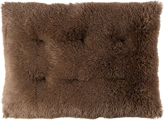 Luxury Long Plush Pet Bed Mat Faux Fur Crate Pad 55x40cm Dark Offee Soft Warm Cushion for Dogs & Cats