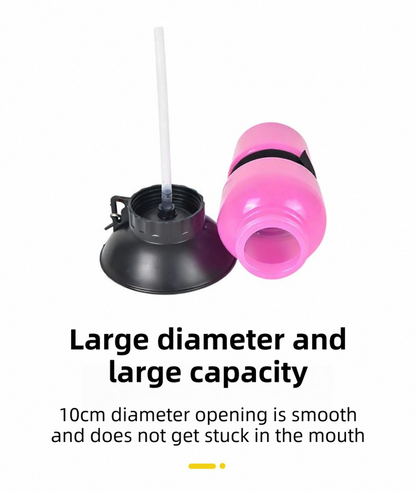Pink 500ML Portable Pet Dog Water Bottle with 10cm Wide Bowl - Leakproof Travel Drinker for Outdoor Walking and Hiking