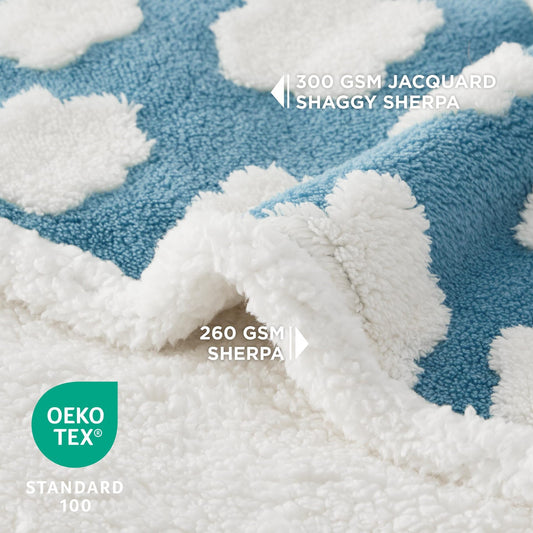 75 x 100 CM Waterproof Soft Sherpa Fleece Pet Blanket (Green Floral) - Reversible Thickened Furniture Protector for Dogs & Cats