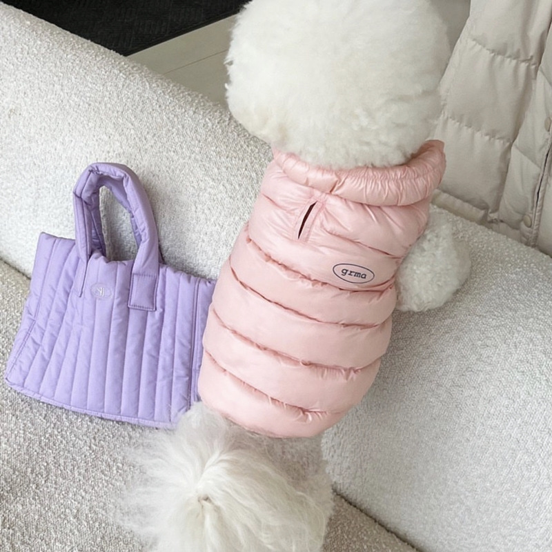 Blue XS size Dog Winter Coat Quilted Puffer Jacket - Warm Cotton Padded Vest for Small Dogs, High Collar Pet Clothes for Chihuahua Yorkie Poodle Bichon Schnauzer, Lightweight Cold Weather Dog Apparel with Elastic Cuffs