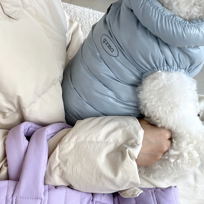 Blue XL size Dog Winter Coat Quilted Puffer Jacket - Warm Cotton Padded Vest for Small Dogs, High Collar Pet Clothes for Chihuahua Yorkie Poodle Bichon Schnauzer, Lightweight Cold Weather Dog Apparel with Elastic Cuffs