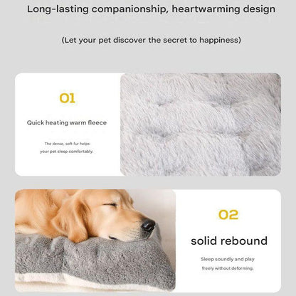 Grey Large Plush Dog Bed - Extra Thick Winter Warmth, Machine Washable & Non-Slip Pet Mat for Large Dogs (120cm)
