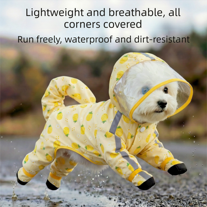 3-piece Dog Rainy Day Care Set with  Yellow M size Waterproof Raincoat, 30x30cm Paw Towel and 70x140cm Pet Bath Towel, Quick-Dry Pet Rain Protection Kit for Small and Medium Dogs