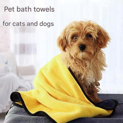 3-piece Dog Rainy Day Care Set with  Yellow XL size Waterproof Raincoat, 30x30cm Paw Towel and 70x140cm Pet Bath Towel, Quick-Dry Pet Rain Protection Kit for Small and Medium Dogs