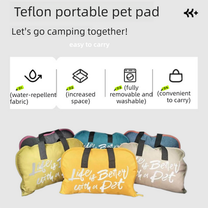 Khaki S size Portable Foldable Pet Bed Mat – Waterproof Travel Dog Bed and Cat Cushion with Carry Handles, Removable Washable Cover, Plush Comfort Padding for Indoor and Outdoor Use