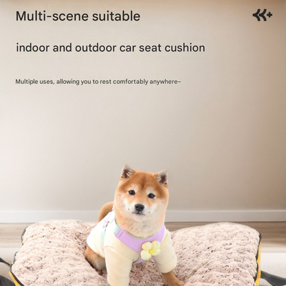 Dark yellow S size Portable Foldable Pet Bed Mat – Waterproof Travel Dog Bed and Cat Cushion with Carry Handles, Removable Washable Cover, Plush Comfort Padding for Indoor and Outdoor Use
