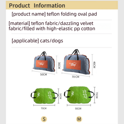 Dark yellow M size Portable Foldable Pet Bed Mat – Waterproof Travel Dog Bed and Cat Cushion with Carry Handles, Removable Washable Cover, Plush Comfort Padding for Indoor and Outdoor Use