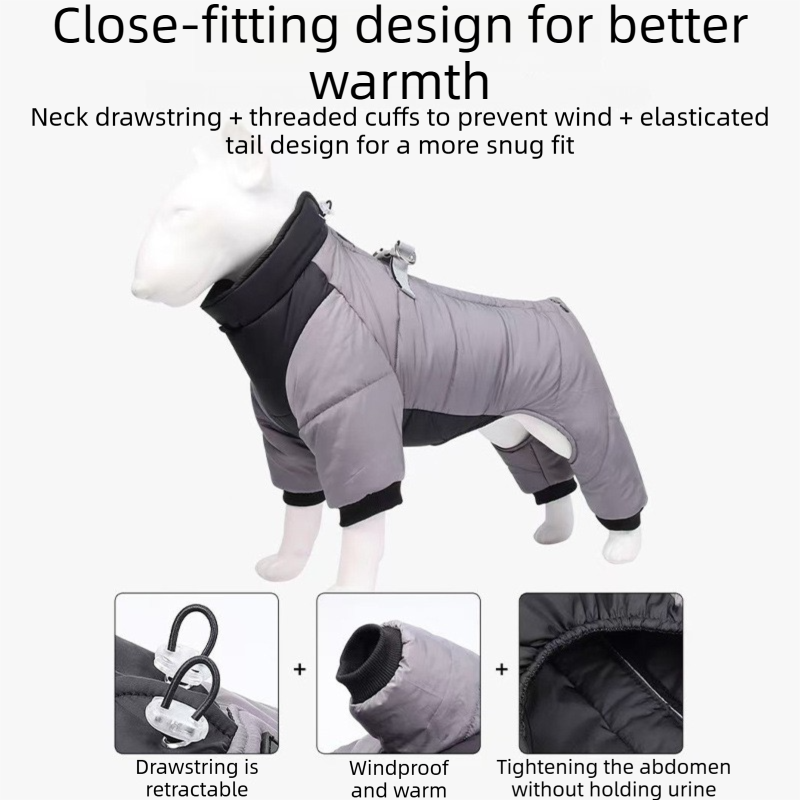 3-Piece Blue Winter Pet Outdoor Travel  Set – blue m size Reflective Dog Puffer Jacket, blue  3m Retractable Leash & blue  Portable Foldable Dog Bed