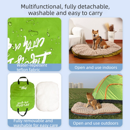 3-Piece Yellow Winter Pet Outdoor Travel  Set – yellow s size Reflective Dog Puffer Jacket, orange 3m Retractable Leash & yellow Portable Foldable Dog Bed