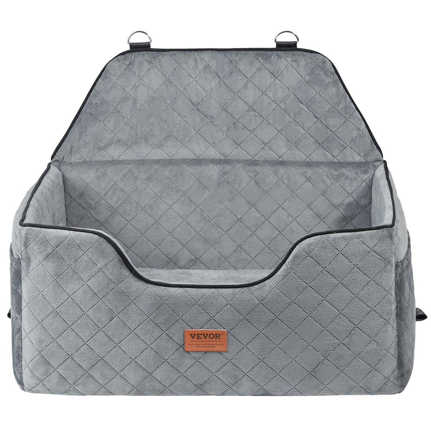 Dog Car Seat, Dog Booster Seat for Car with A Storage Pocket, Pet Car Seat with Clip-On Safety Leash, Sponge Filling, Dog Car Bed for Medium & Large Dog up to 24.9 kg, Gray