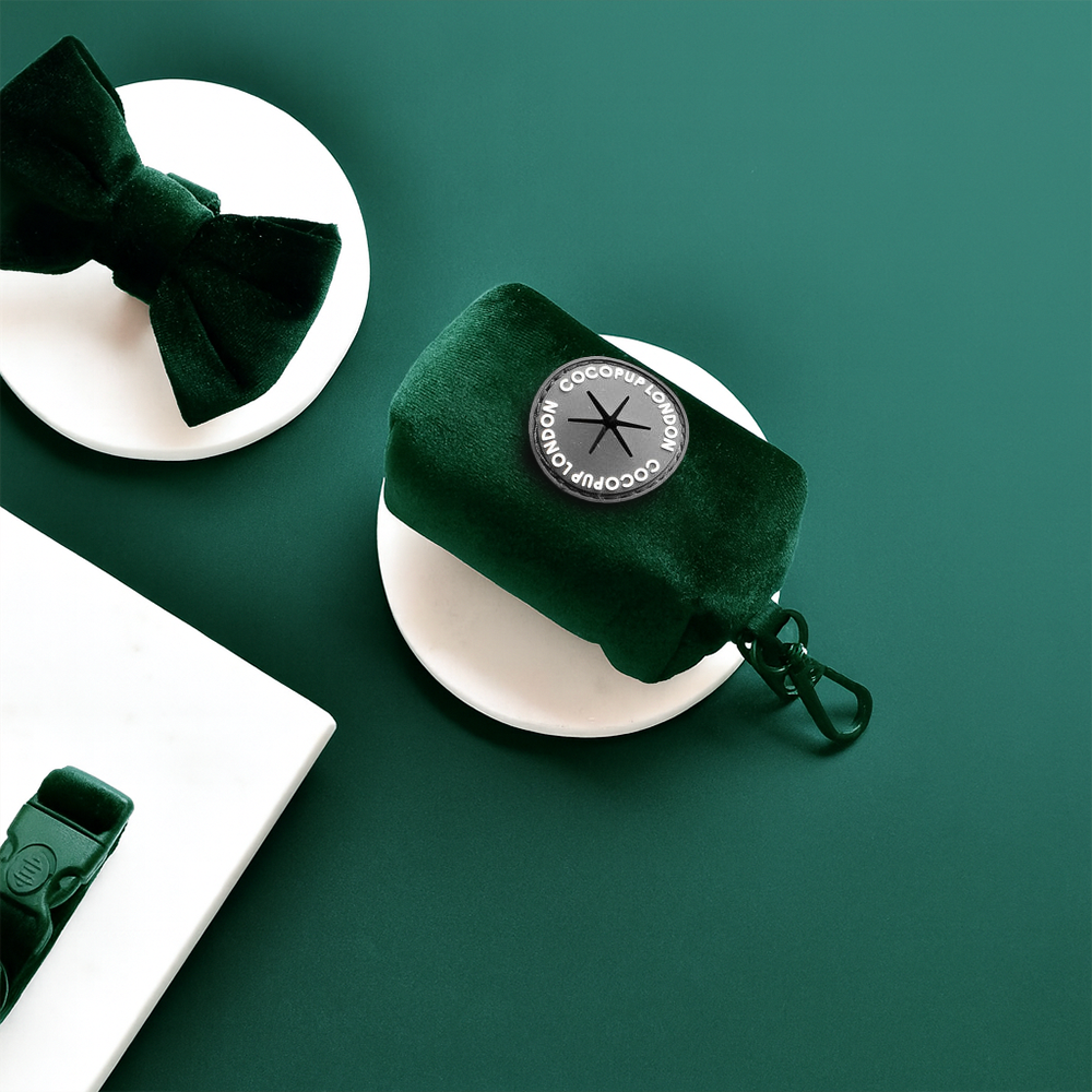 Cocopup London – LUXE Poop Bag Holder – Forest Green Velvet